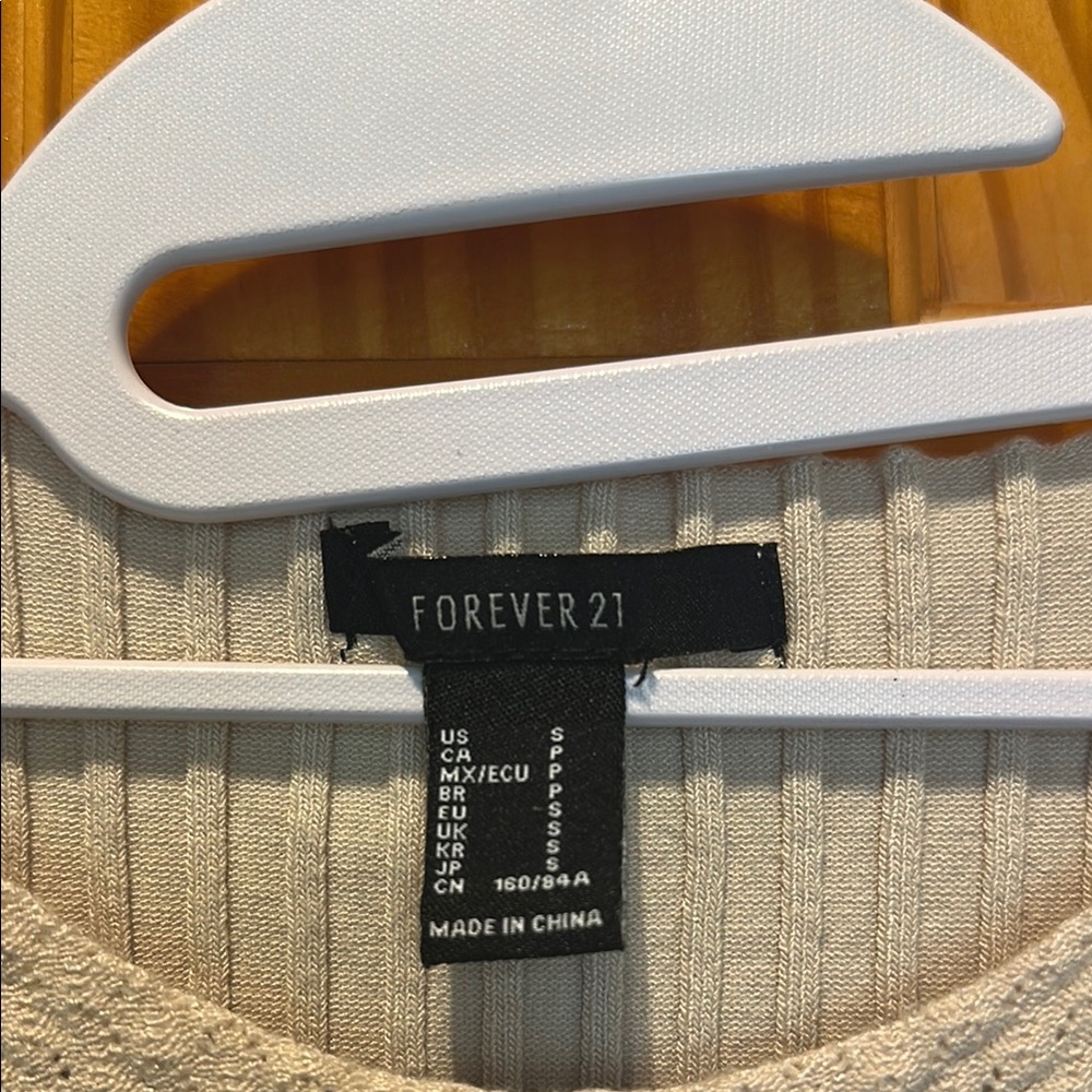 Forever 21 Cream Ribbed Ruffled Tank Top - Picture 2 of 3